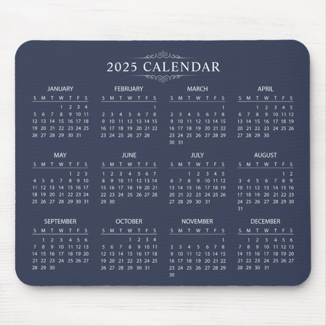 Einfach aber elegant - Kalender 2025 | Mousepad (Vorne)