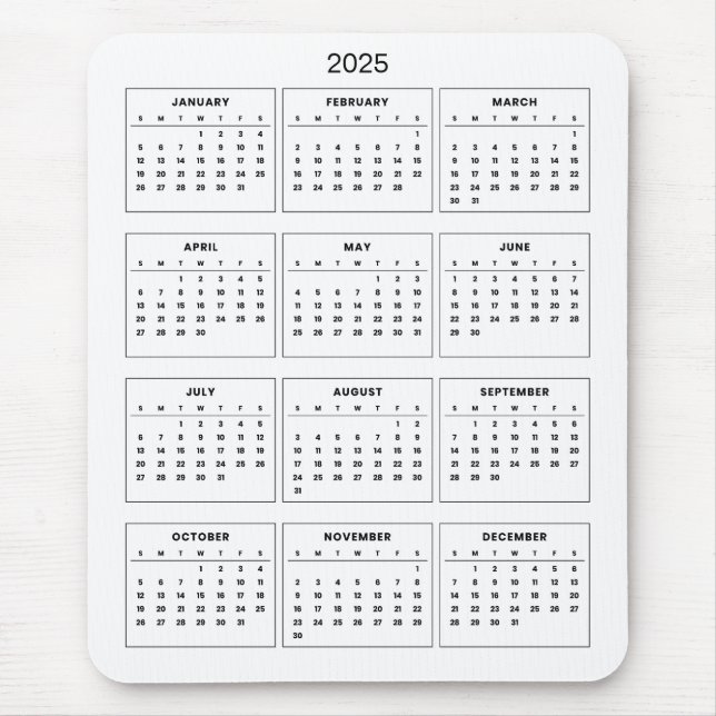 Einfach aber elegant - Kalender 2025 | Mousepad (Vorne)
