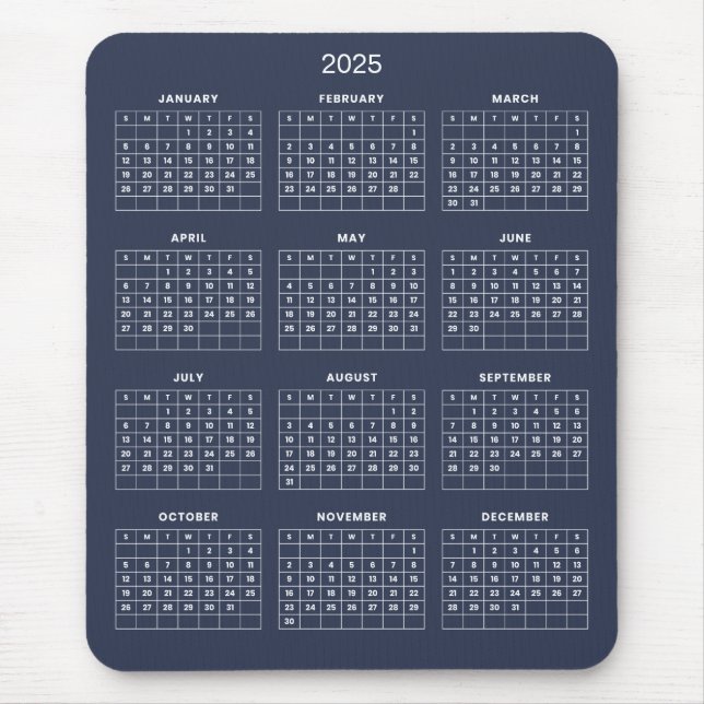 Einfach aber elegant - Kalender 2025 | Mousepad (Vorne)