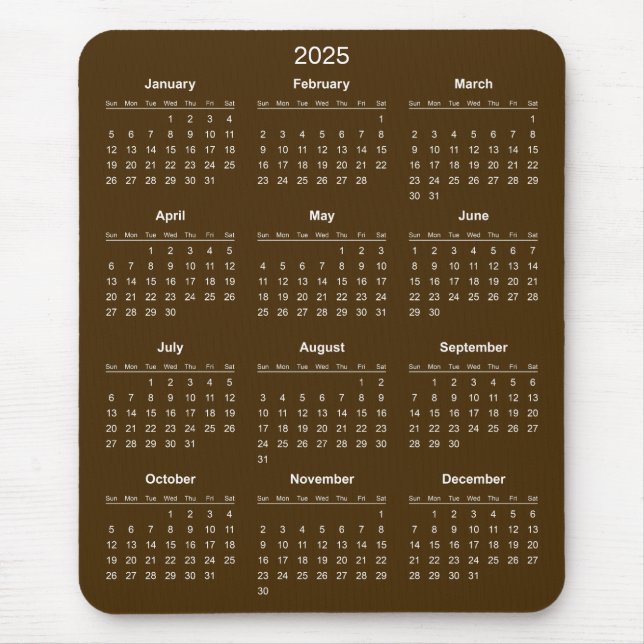 Einfach aber elegant - Kalender 2025 | Mousepad (Vorne)