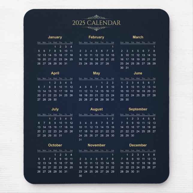 Einfach aber elegant - Kalender 2025 | Mousepad (Vorne)