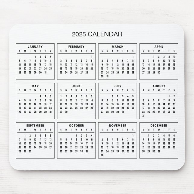 Einfach aber elegant - Kalender 2025 | Mousepad (Vorne)