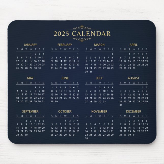 Einfach aber elegant - Kalender 2025 | Mousepad (Vorne)