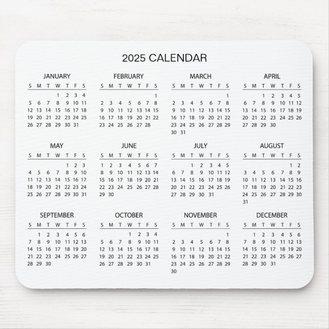 Einfach aber elegant - Kalender 2025 | Mousepad (Vorne)