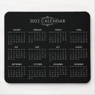 Einfach aber elegant Schwarz 2022 Kalender Mouse Mousepad