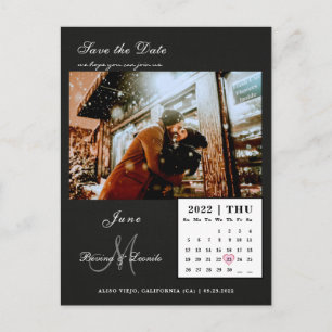 Einfach aber elegant: Schwarz   Kalender Save the  Postkarte