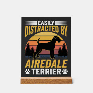 Einfach abgelenkt durch Airedale Terrier Retro Hun Acrylschild