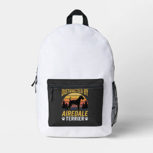 Einfach abgelenkt durch Airedale Terrier Retro Hun Bedruckter Rucksack