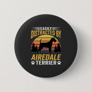 Einfach abgelenkt durch Airedale Terrier Retro Hun Button