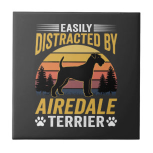 Einfach abgelenkt durch Airedale Terrier Retro Hun Fliese