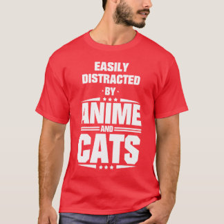 Einfach abgelenkt durch Anime und Katzen Retro T-Shirt