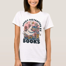 Einfach abgelenkt durch Buch Vintage-Gans mit Büch T-Shirt