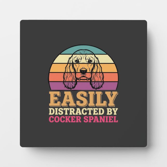 Einfach abgelenkt durch Cocker Spaniel Retro Hund Fotoplatte (Vorderseite)