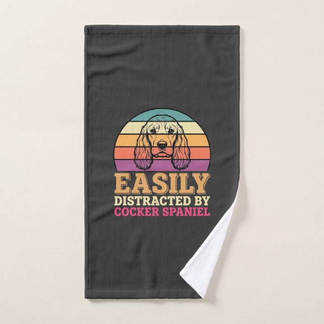 Einfach abgelenkt durch Cocker Spaniel Retro Hund Handtuch (Handtuch)
