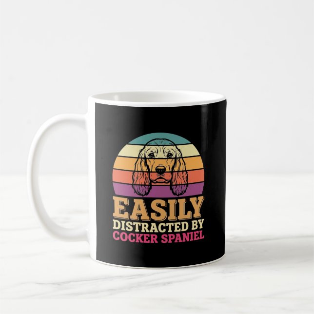 Einfach abgelenkt durch Cocker Spaniel Retro Hund Kaffeetasse (Links)