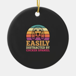Einfach abgelenkt durch Cocker Spaniel Retro Hund Keramik Ornament