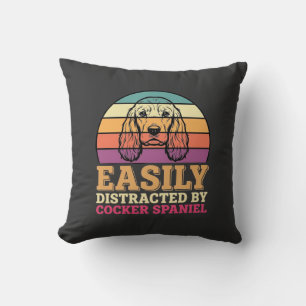 Einfach abgelenkt durch Cocker Spaniel Retro Hund Kissen