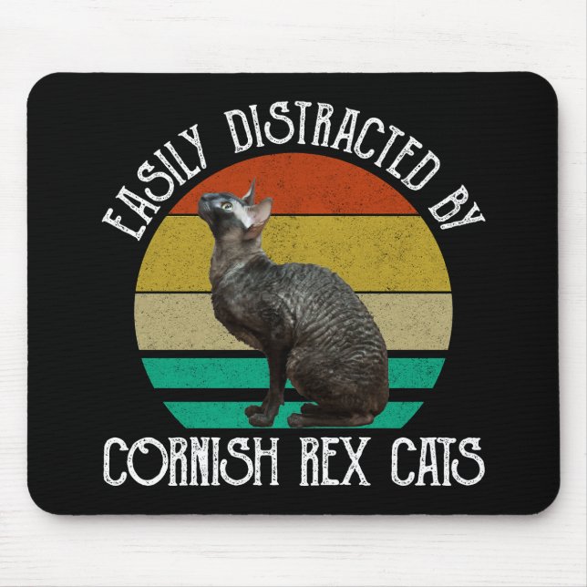 Einfach abgelenkt durch Cornish Rex Katzen Mousepad (Vorne)
