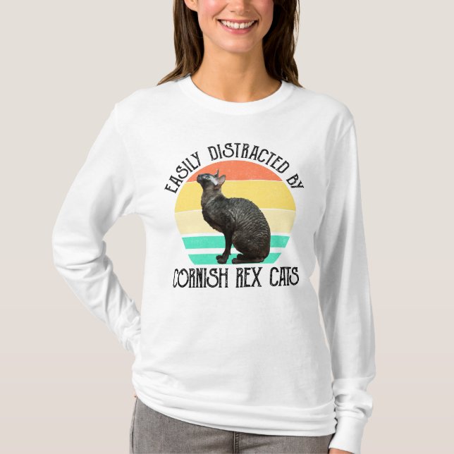 Einfach abgelenkt durch Cornish Rex Katzen T-Shirt (Vorderseite)