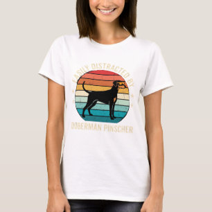 Einfach abgelenkt durch Dobermann Retro-Sonnenunte T-Shirt