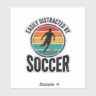 Einfach abgelenkt durch Fußball Vintage-Shirt-Desi Aufkleber