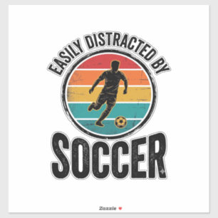Einfach abgelenkt durch Fußball Vintage-Shirt-Desi Aufkleber