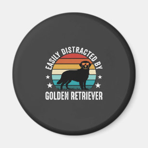 Einfach abgelenkt durch Golden Retriever Retro-Son Magnet