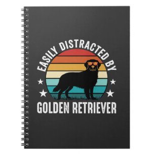 Einfach abgelenkt durch Golden Retriever Retro-Son Notizblock