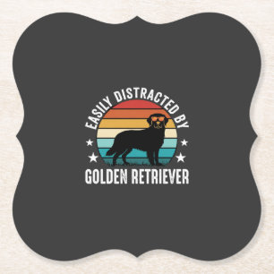 Einfach abgelenkt durch Golden Retriever Retro-Son Untersetzer
