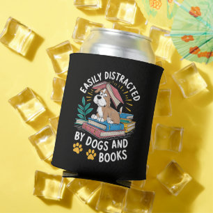 Einfach abgelenkt durch Hunde und Bücher Lustige H Dosenkühler