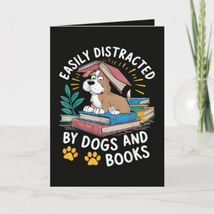 Einfach abgelenkt durch Hunde und Bücher Lustige H Feiertagskarte