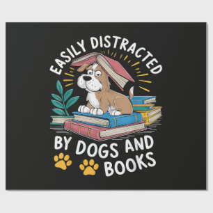 Einfach abgelenkt durch Hunde und Bücher Lustige H Geschenkpapier