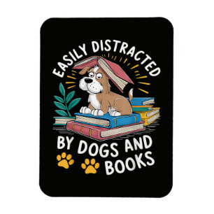 Einfach abgelenkt durch Hunde und Bücher Lustige H Magnet