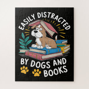 Einfach abgelenkt durch Hunde und Bücher Lustige H Puzzle