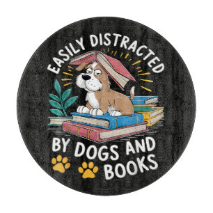 Einfach abgelenkt durch Hunde und Bücher Lustige H Schneidebrett
