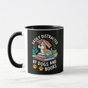 Einfach abgelenkt durch Hunde und Bücher Lustige H Tasse