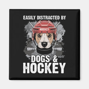 Einfach abgelenkt durch Hunde und Hockey Lustiger  Magnet