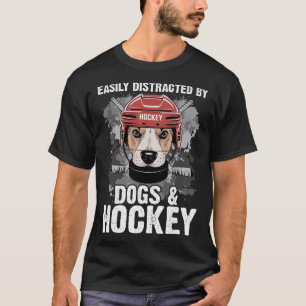 Einfach abgelenkt durch Hunde und Hockey Lustiger T-Shirt