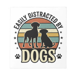 Einfach abgelenkt durch Hunde Vintage Silhouette D Notizblock