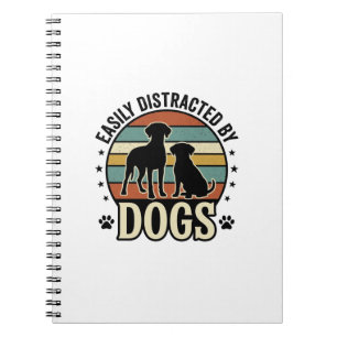 Einfach abgelenkt durch Hunde Vintage Silhouette D Notizblock