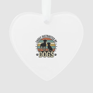 Einfach abgelenkt durch Hunde Vintage Silhouette D Ornament