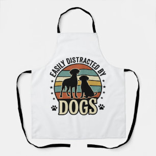 Einfach abgelenkt durch Hunde Vintage Silhouette D Schürze