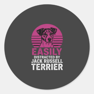 Einfach abgelenkt durch Jack Russell Terrier Runder Aufkleber