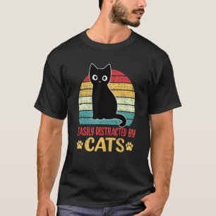 Einfach abgelenkt durch Katzen Retro Schwarze Katz T-Shirt