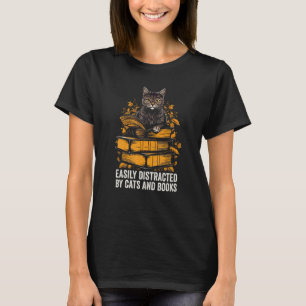 Einfach abgelenkt durch Katzen und Bücher Buchlese T-Shirt