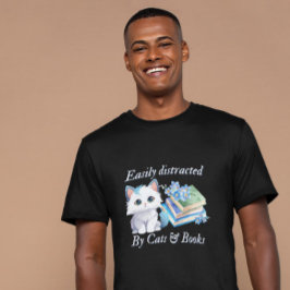 Einfach abgelenkt durch Katzen und Bücher Kunst T-Shirt