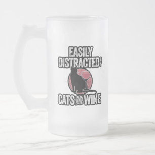 Einfach abgelenkt durch Katzen und Wein Mattglas Bierglas