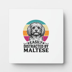 Einfach abgelenkt durch Maltese Vintage-Hundedesig Fotoplatte
