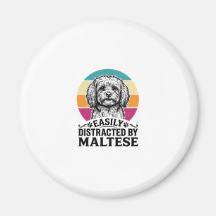 Einfach abgelenkt durch Maltese Vintage-Hundedesig Magnet