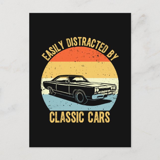 Einfach abgelenkt durch Oldtimer Postkarte (Vorderseite)